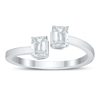 0.75 Ct Emerald Cut Lab-Grown Diamond Two Stone Bypass Ring Set in 14K
White Gold