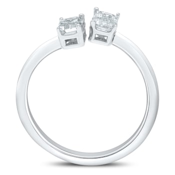 0.75 Ct Emerald Cut Lab-Grown Diamond Two Stone Bypass Ring Set in 14K
White Gold