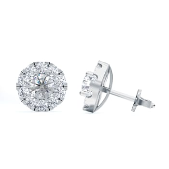 0.5 Cts Round Shaped Lab-Grown Halo Diamond Earrings in 14K White Gold
(G-H, VS-SI, 0.5 Cttw)