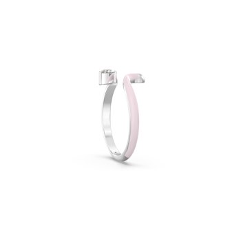 Pink Enamel and Lab Diamond Ring In Sterling Silver
