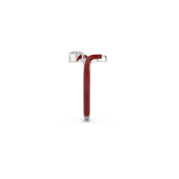 Red Enamel and Lab Diamond Ring In Sterling Silver