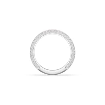Pink Enamel and Lab Diamond Stacking Ring In Sterling Silver
