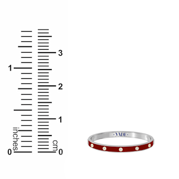 Red Enamel Bangle Bracelet in 14k Gold Over Sterling Silver 0.6ctw