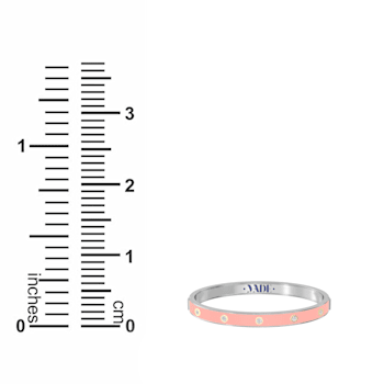 Pink Enamel Bangle Bracelet in 14k Gold Over Sterling Silver 0.6ctw