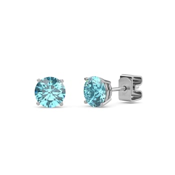 10 Karat White Gold Aquamarine Stud Earrings For Women