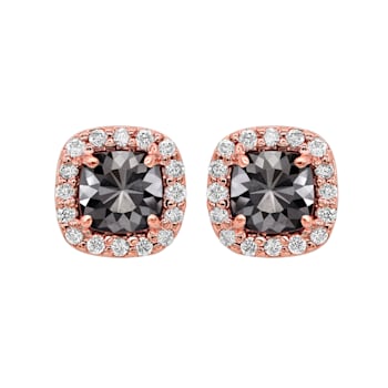 Cushion Shape Black Diamond And Round White Diamond Halo Studs In 14k
Rose Gold (2.80 Cttw)