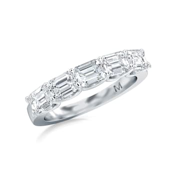 2.00 Ct Emerald Cut five stone Lab-Grown Diamond band set horizontal in
14K White Gold.