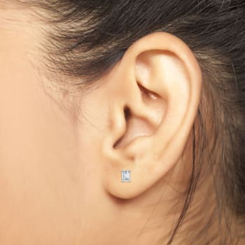 1/3 Cts Emerald Shape Lab-Grown Diamond Earring Studs set in14K White Gold