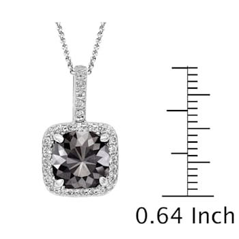 Black Diamond Round White Diamond Halo Pendant With Chain In 14k White
Gold 2.38ctw Cushion Shape
