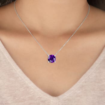 10 Karat White Gold Amethyst Pendant Necklace For Women
