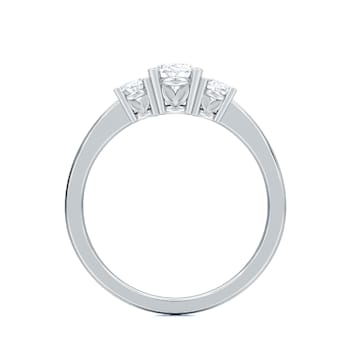 1.00 Ct Oval Shaped Lab-Grown Diamond Three Stone Ring Set in 14K White Gold
