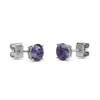 10 Karat White Gold Alexandrite Stud Earrings For Women