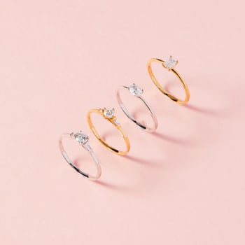 0.30Ct Petite Round Stone Ring with Baguettes on side Lab Grown Diamond
in 14K gold
