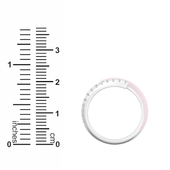 Pink Enamel and Lab Diamond Open Ring In Sterling Silver