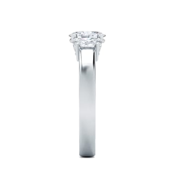 1.00 Ct Oval Shaped Lab-Grown Diamond Three Stone Ring Set in 14K White Gold