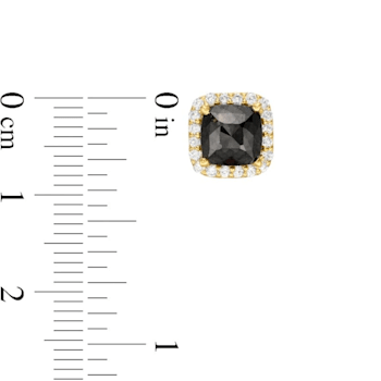 Cushion Shape Black Diamond And Round White Diamond Halo Studs In 14k
White Gold (2.80 Cttw)