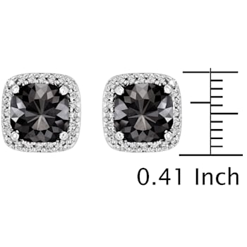 Cushion Shape Black Diamond And Round White Diamond Halo Studs In 14k
White Gold (5.60 Cttw)