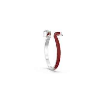 Red Enamel and Lab Diamond Ring In Sterling Silver