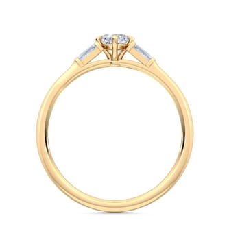 0.30Ct Petite Kite Cushion Shaped Ring with Baguettes on side Lab Grown
Diamond in 14K gold