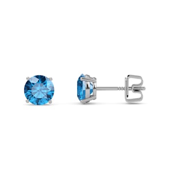 10 Karat White Gold London Blue Topaz Stud Earrings For Women