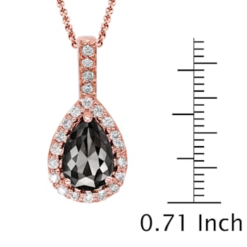 Black and White Diamond Halo Pendant With Chain Pear Drop in 14K Rose
Gold With Chain (1.41 Cttw)
