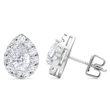 1.50Cts Pear Shaped Lab-Grown Halo Diamond Earrings in 14K White Gold
(F-G, VS-SI, 1.50Cttw)