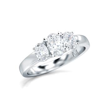 1.00 Ct Oval Shaped Lab-Grown Diamond Three Stone Ring Set in 14K White Gold