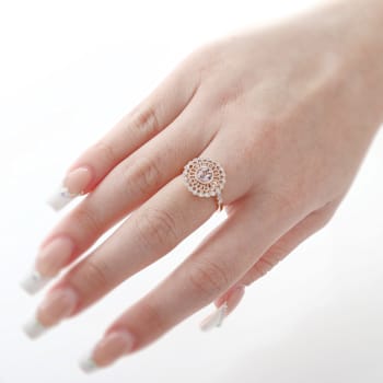 Beverley K 14K Rose Gold Diamond 0.13ctw and Morganite 0.60ctw Ring