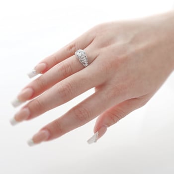 Beverley K 14K White Gold 0.21ctw Diamond Ring Set with a Cubic Zirconia Center