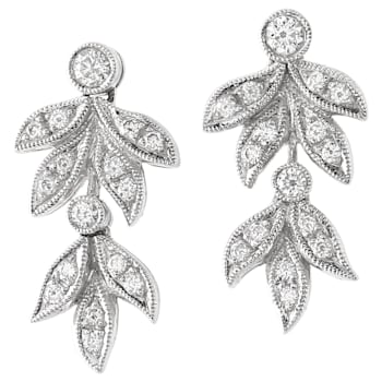 Beverley K 18K White Gold Floral Post Earrings with 0.30 ctw Diamonds