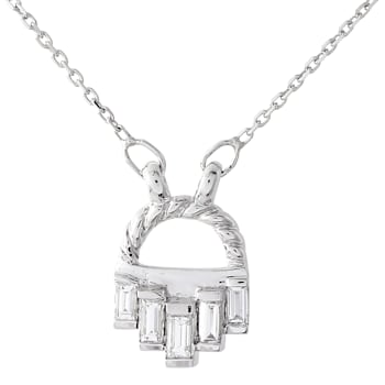 Beverley K 14K White Gold Diamond  Baguette 0.13ctw Pendant