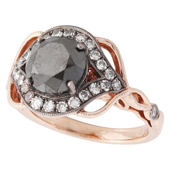 Beverley K 14K Rose gold 0.40ctw Diamond and 2.40ctw Black Diamond Ring