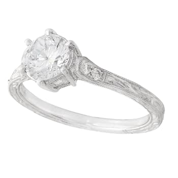 Beverley K 14K White Gold 0.08ctw Diamond Ring Set With A Cubic Zirconia Center