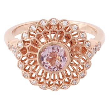Beverley K 14K Rose Gold Diamond 0.13ctw and Morganite 0.60ctw Ring