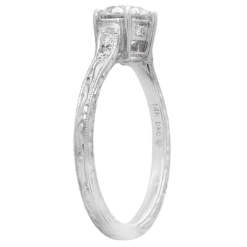 Beverley K 14K White Gold 0.08ctw Diamond Ring Set With A Cubic Zirconia Center