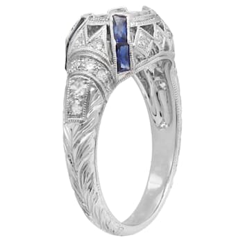 Beverley K 18K White Gold Single Cut Diamond and Sapphire Mount (CENTER
NOT INCLUDED)