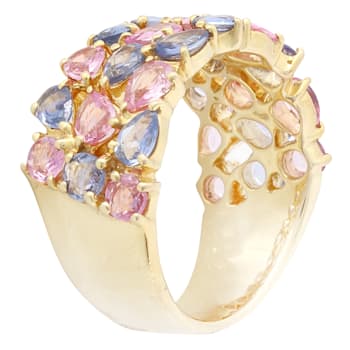 Beverley K 14K Yellow Gold 2.03ctw Light Blue Sapphire and 1.72ctw Pink
Sapphire Band