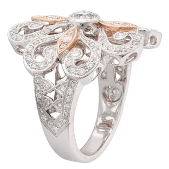 Beverley K 14K White and Rose Gold 0.90ctw Diamond Two Tone Floral Ring