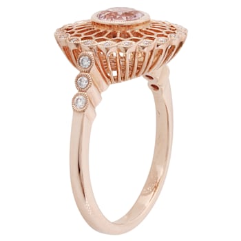 Beverley K 14K Rose Gold Diamond 0.13ctw and Morganite 0.60ctw Ring