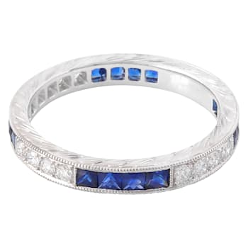 Beverley K 14K White Gold 0.32ctw Diamond and 0.96ctw Sapphire Eternity Band