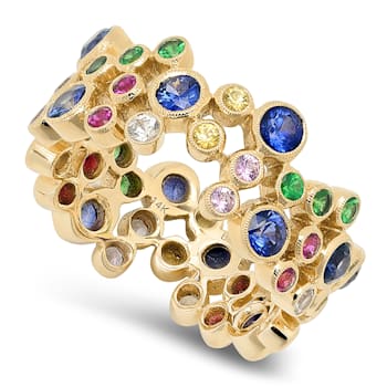 Beverley K 14K Yellow Gold Multi Colored Stone Eternity Band 2.76ct