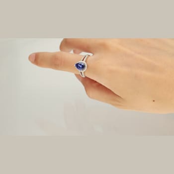 Gin & Grace 14K White Gold Real Diamond Ring (I1) with Genuine Tanzanite