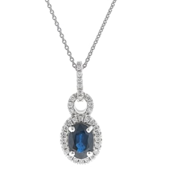 Gin and Grace 14K White Gold Blue Sapphire Pendant with Diamonds