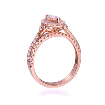 Gin & Grace 14K Rose Gold Real Diamond Ring (I1) with Genuine Morganite