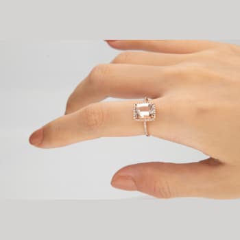 Gin & Grace 10K Rose Gold Real Diamond Anniversary Wedding Ring (I1)
with Genuine Morganite