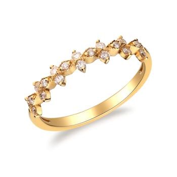Gin & Grace 18K Yellow Gold Real Diamond Ring (I1)