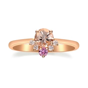 Gin & Grace 18K Rose Gold Real Diamond Ring (I1) with Morganite
& Pink Sapphire