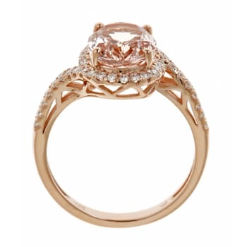 Gin & Grace 14K Rose Gold Genuine Oval Cut Morganite Statement Ring