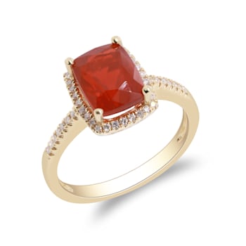 Gin & Grace 14K Yellow Gold Natural Fire Opal & Real Diamond
(I1) Ring