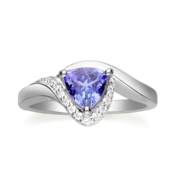 Gin & Grace 925 Sterling Silver Real Diamond Ring (I1) with Genuine
Blue Tanzanite